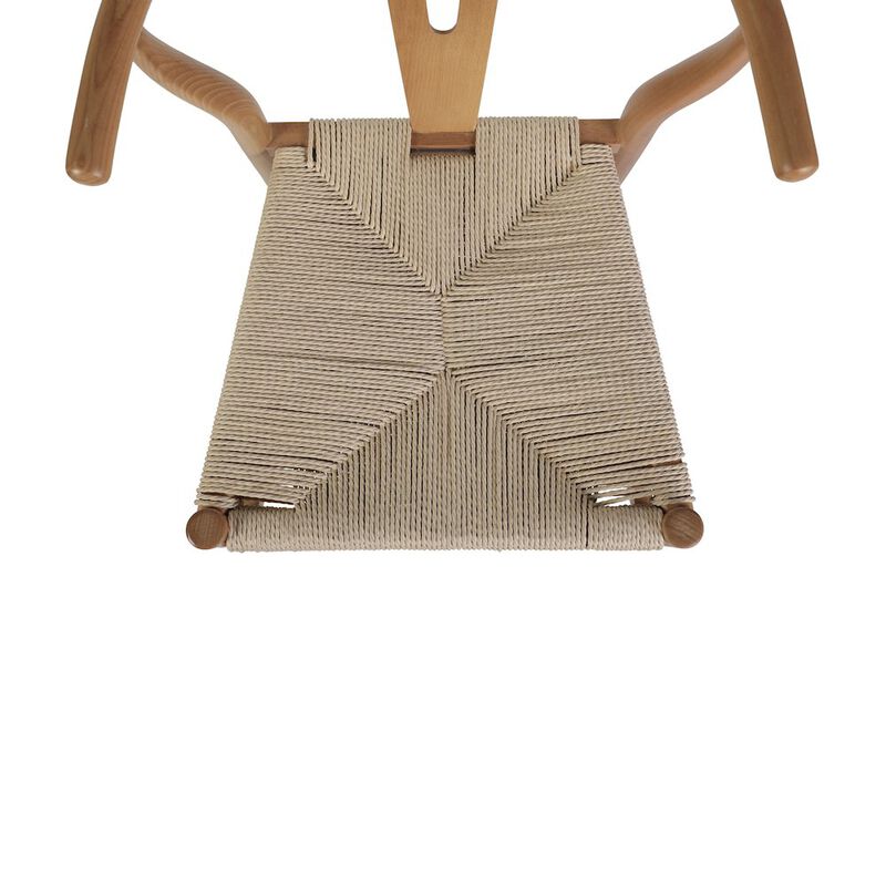 Flash Furniture Y-Back Style Wood and Kraft Paper Stackable Dining Chair with Oak/Natural Finish image number 6