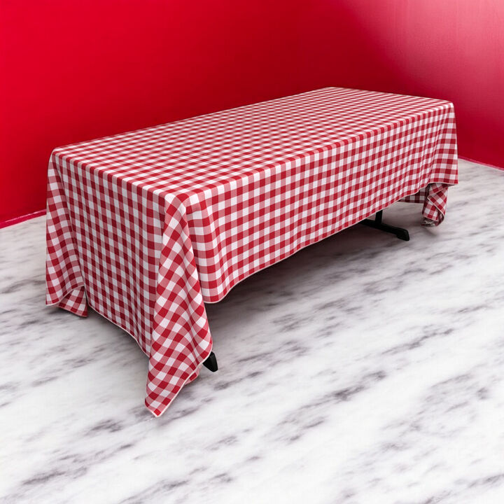 Checkered Polyester Rectangular Tablecloth 60 by 126 Inch for Dining Tables