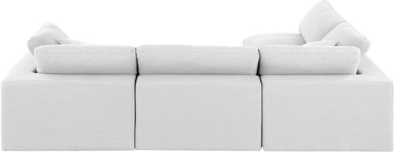 Meridian Furniture Comfy White Linen Textured Fabric Modular Sectional
