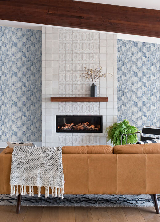 Demi Indigo Distressed Wallpaper (Set of 2)