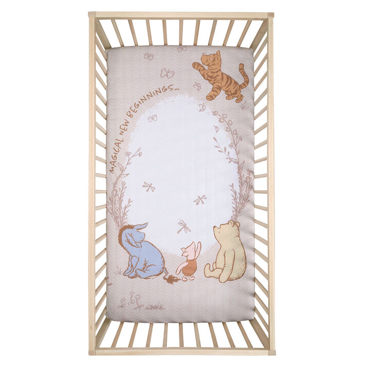 Lambs & Ivy Disney Baby Pooh Bear & Pals Photo Op Cotton Baby Fitted Crib Sheet