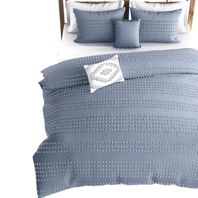 100% Cotton 5-Piece Clip Dot Boho Comforter Set &ndash; Cozy, Textured Bedding for a Chic Room