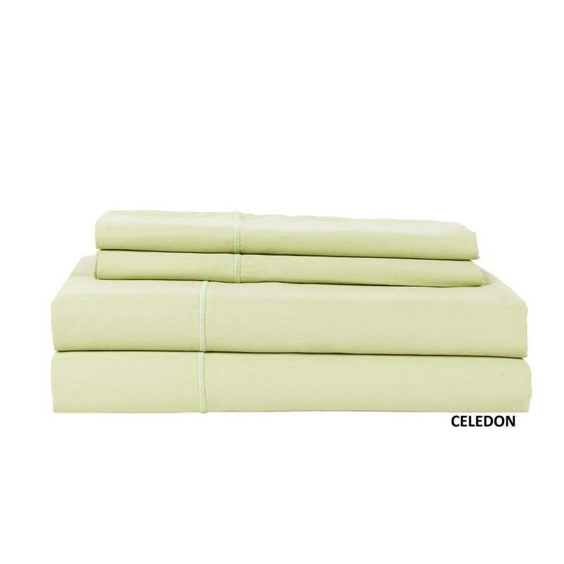 Hotel Concepts 500 Thread Count Sateen Sheet - 4 Piece Set - Queen, Celadon