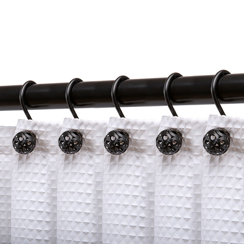12-Piece Resistant Metal Shower Curtain Hooks with Hollow Ball Design image number 1