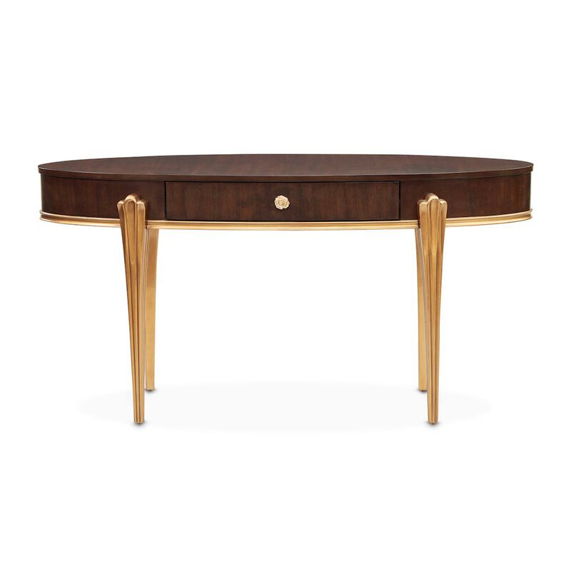 Michael Amini Camellia Field Vanity Desk - Warm Pecan