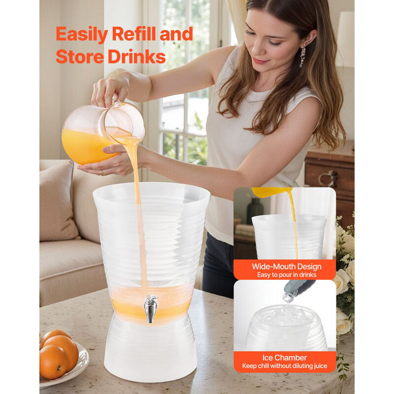 Plastic Juice Beverage Dispenser with Ice Chamber and Spigot for Parties and Events image number 6