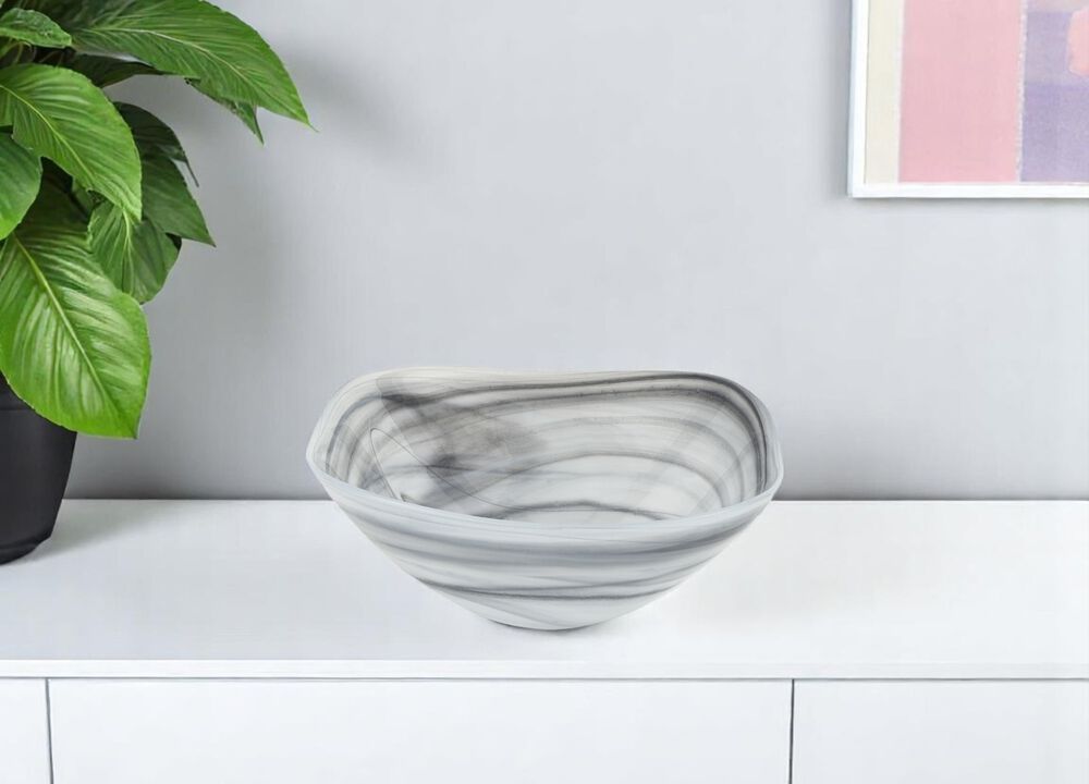 HomeRoots Set of Two 6" Alabaster Glass Square Candy or Nut Bowls