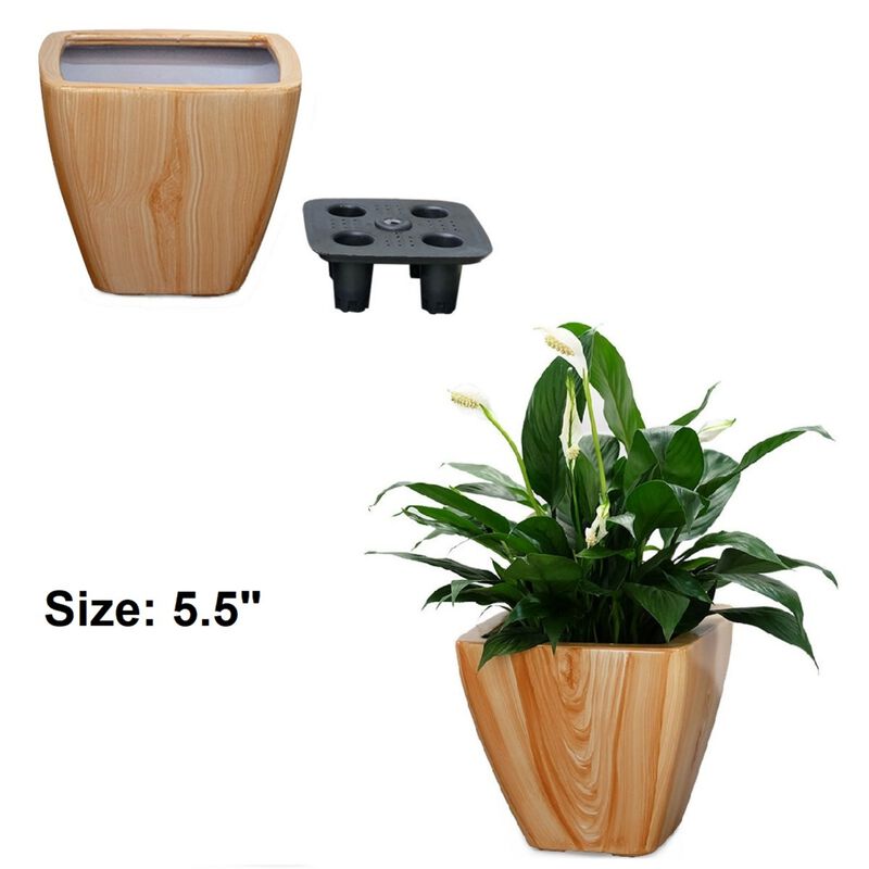 2-Pack Smart Self-watering Planter Square Cone Pot for Indoor and Outdoor image number 2