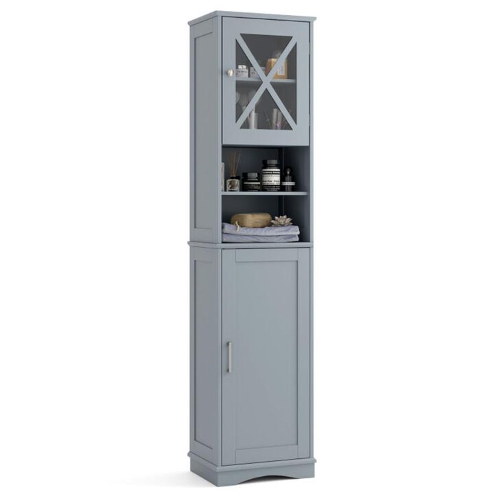 Hivvago Tall Bathroom Cabinet Freestanding Storage Cabinet with 5 Adjustable Shelves