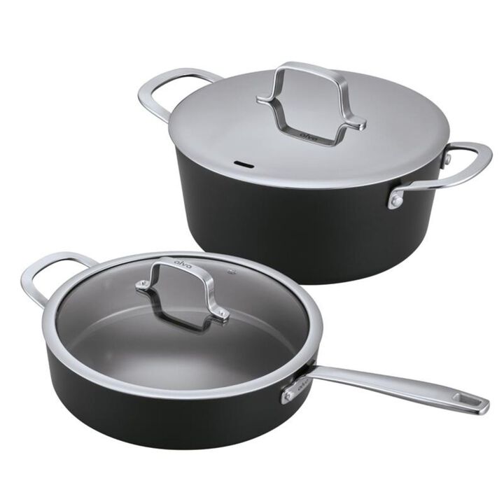 Alva Maestro 4.5-Quart Ceramic Coated Nonstick Stock Pot & 4QT Ceramic Nonstick Saute Pan with Lid.