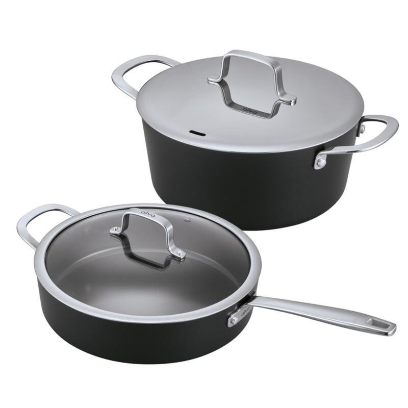 Alva Maestro 4.5-Quart Ceramic Coated Nonstick Stock Pot & 4QT Ceramic Nonstick Saute Pan with Lid.
