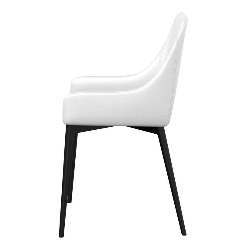 Zvi 21 Inch Cushioned Dining Chair, Set of 2, Sloped Arms, White, Black - Benzara image number 1