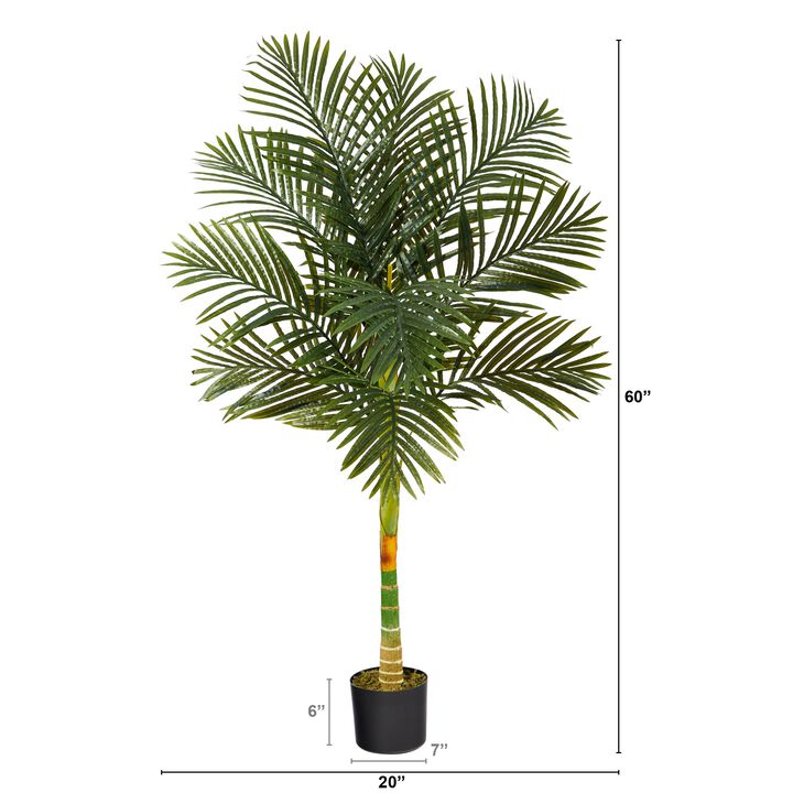 Hivvago 5 Feet Single Stalk Golden Cane Artificial Palm Tree