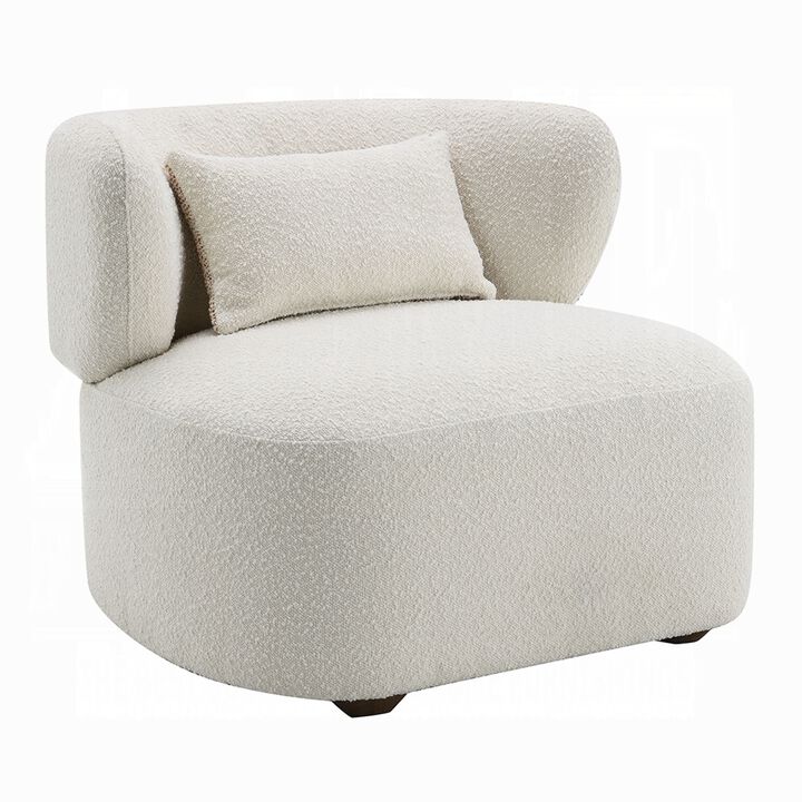 Remus Accent Oversize Chair, Beige Boucle, Round Curved Backrest