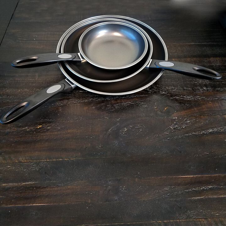 Gibson Home Aventura 3 piece Frying Pan Set in Black