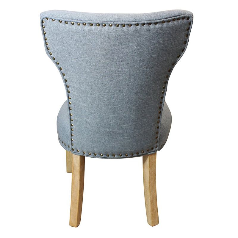 Jill Linen Fabric Side Chair Denim with Natural Legs - Set of 2