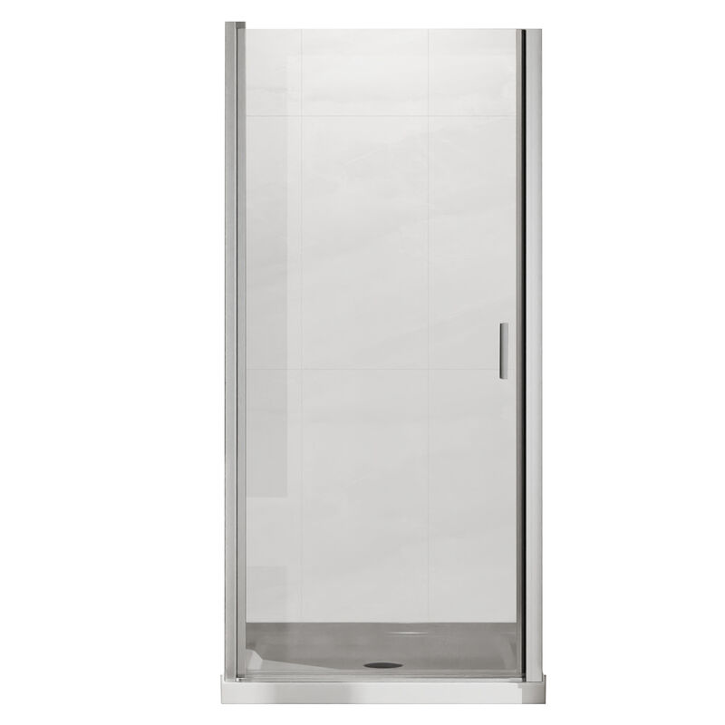 Silver & White Bathroom Shower Combo, 90&deg; Pivot Door and Non-Slip Base with PVC Support