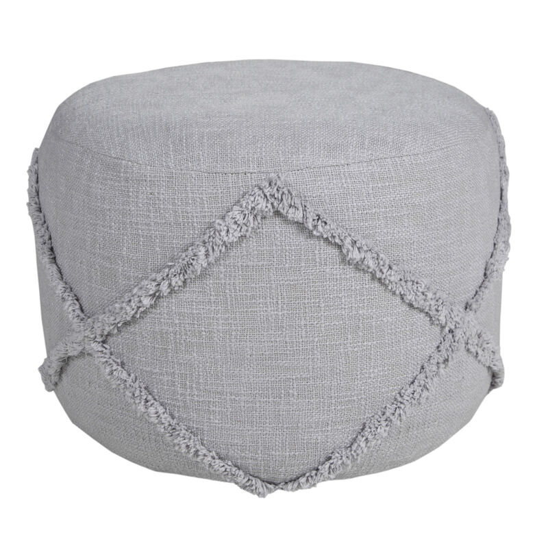 Cotton Cylinder Geometric Pouf Ottoman &ndash; Round Upholstered Footrest for Living Room