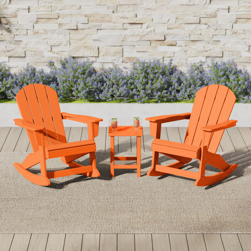 WestinTrends 3-Piece set Outdoor / Patio Poly Adirondack rocking chairs with a side table ( 2 seater )