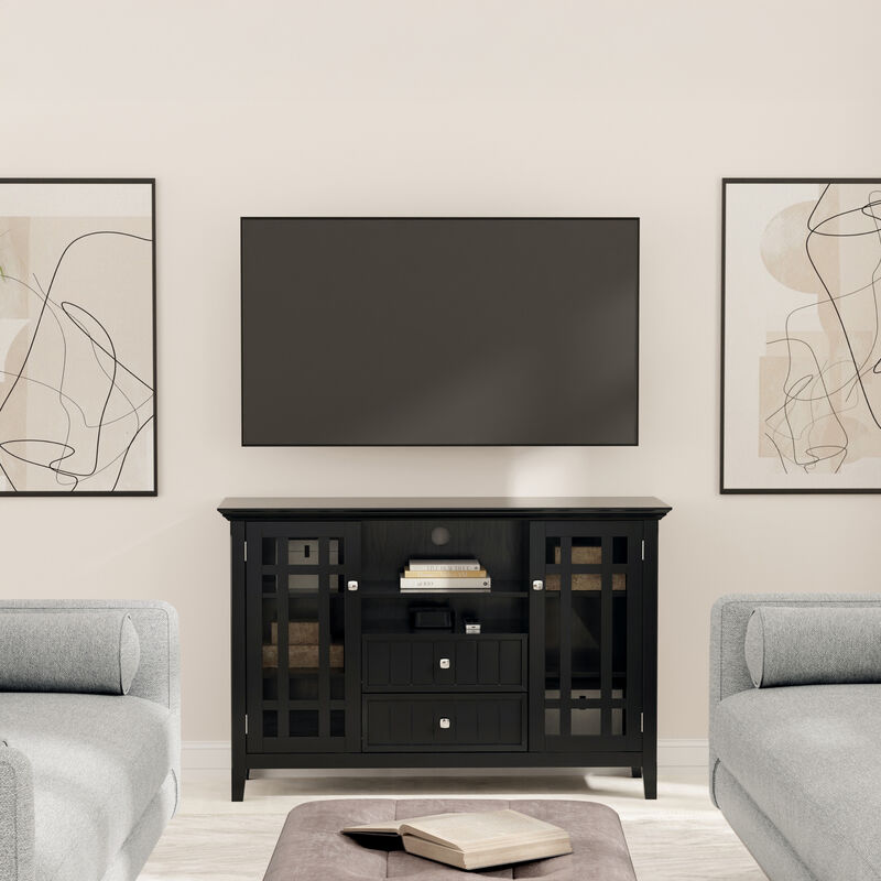 Bedford SOLID WOOD 53 inch Wide Transitional TV Media Stand in Black For TVs up to 60 inches image number 3