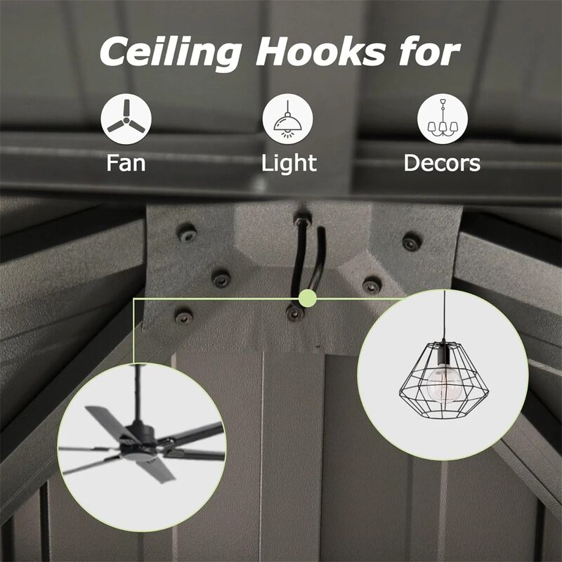 MONDAWE Outdoor 10 x 10 ft Hardtop Gazebo Aluminum Frame Permanent Galvanized Steel Double Roof Canopy with Curtain and Netting Parties, Wedding, Outdoor Dining