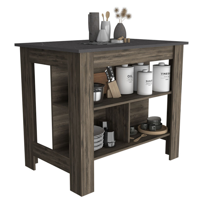 Kitchen Island Dozza, Kitchen, Dark Brown / Onyx