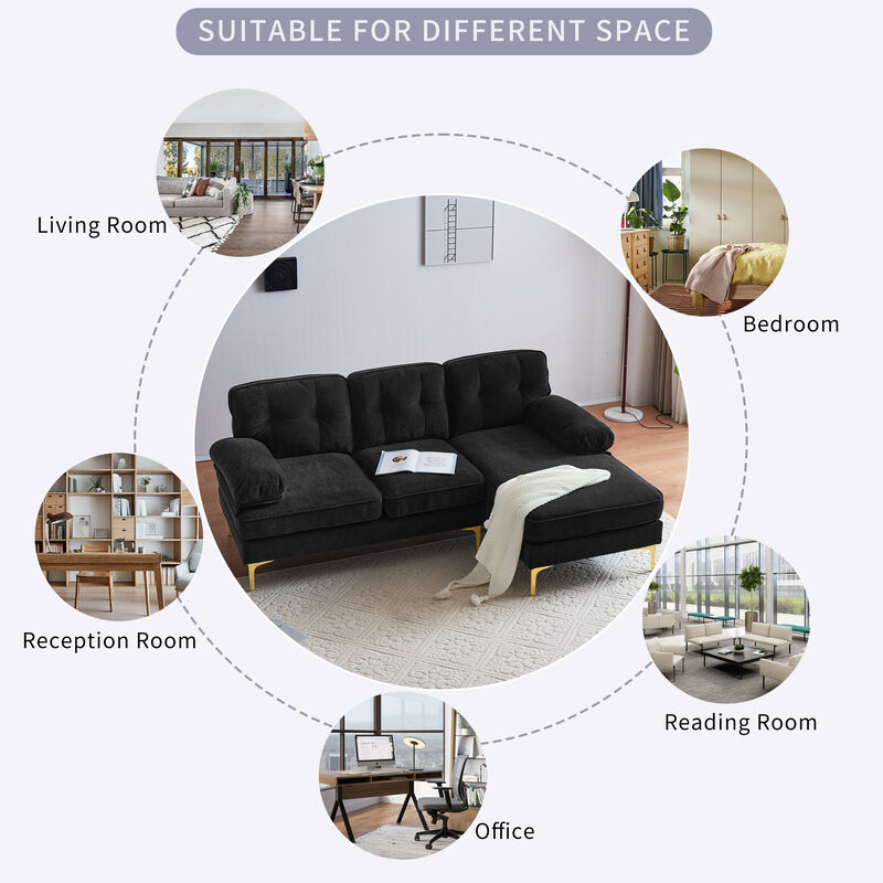 Whisen 82.6" Modern Sectional Sofas Couches Velvet L-Shaped Couches