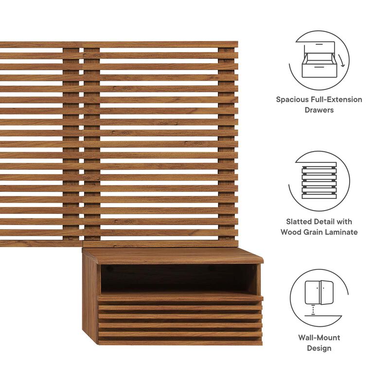 Modway - Render Wall Mount Queen Headboard and Modern Nightstands image number 4