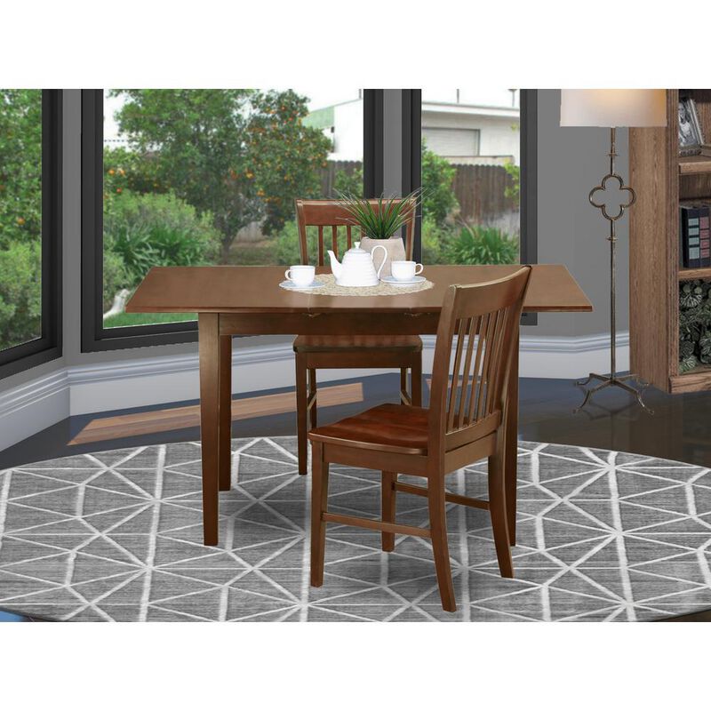3 Pc Kitchen nook Dining set - Table with a 12in leaf and 2 Dining Chairs