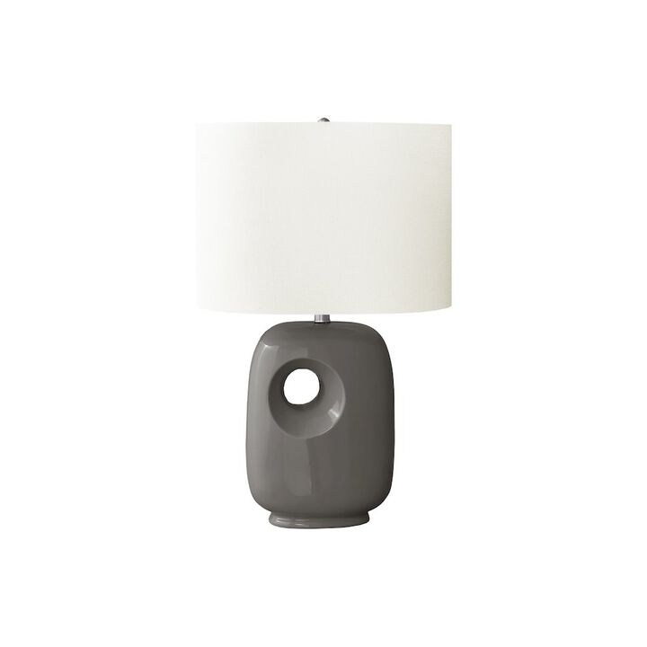 Lighting, 26"H, Table Lamp, Dark Grey Ceramic, Ivory / Cream Shade, Contemporary