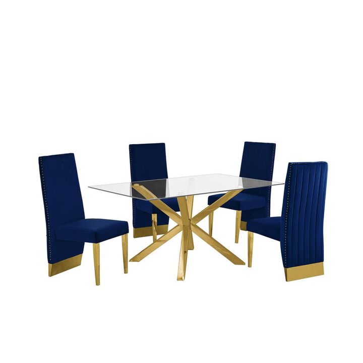 Contemporary 5pc Dining Set, Glass Dining Table