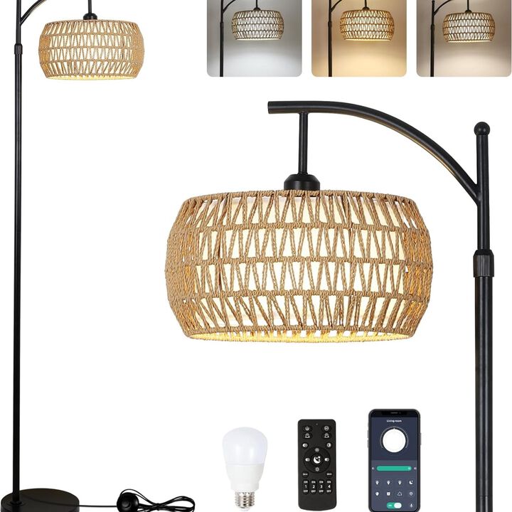 ELEMENT ACE Dimmable Arc Floor Lamp with Remote Control, 3 Color Temperature Settings, Adjustable Height Rotatable Arm for Living Room Bedroom Decor
