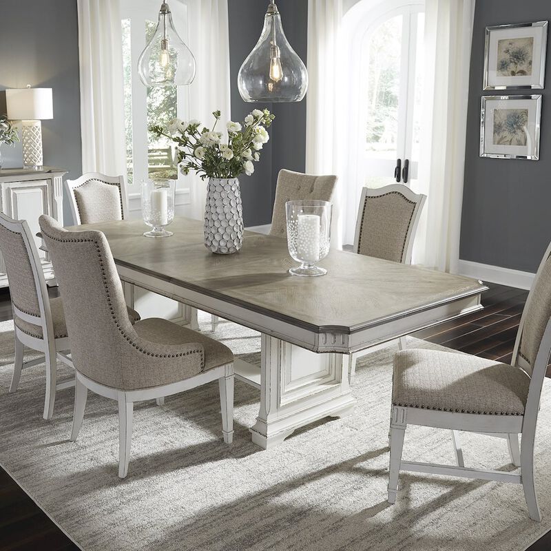 Liberty Furniture 7 Piece Trestle Table Set in Rubberwood Solids w/ White Oak & Birch Veneers image number 3