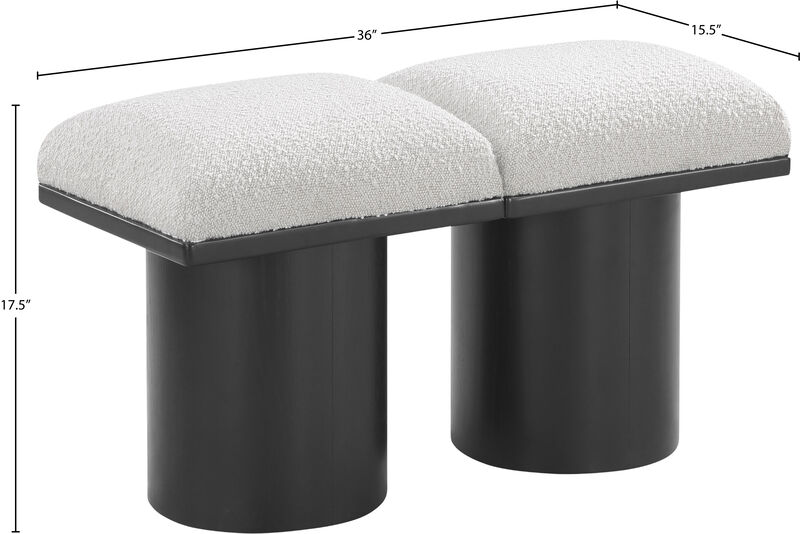 Meridian Furniture Pavilion Cream Boucle Fabric Bench