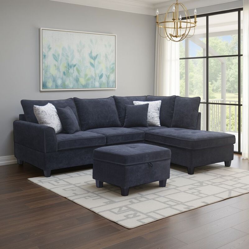 Kyna Sectional Sofa, 4 Pillows, Left Chaise, Storage Ottoman image number 1