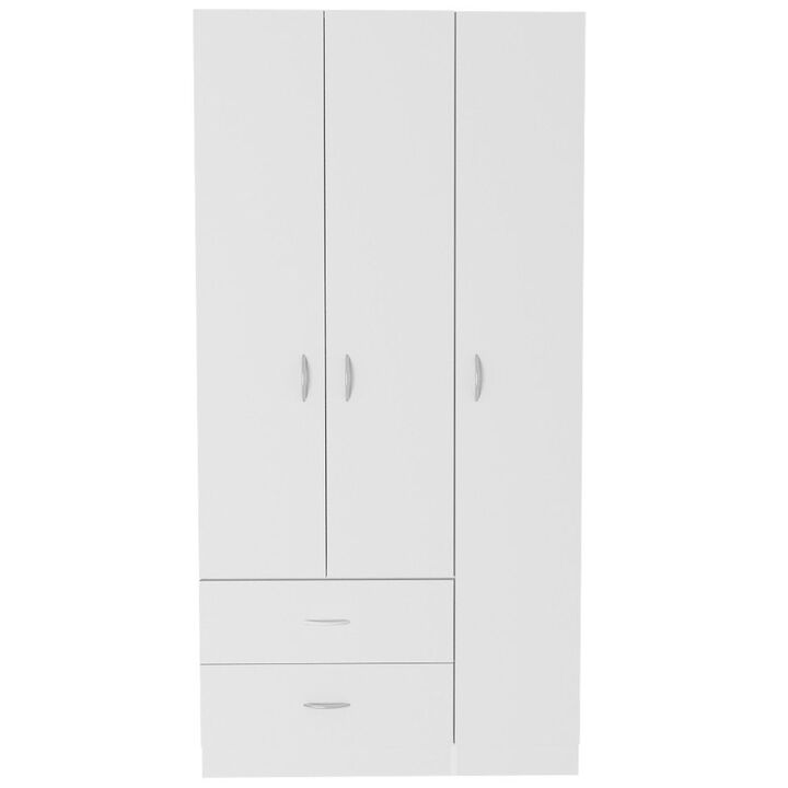 Three Door Armoire Clark, Bedroom, White