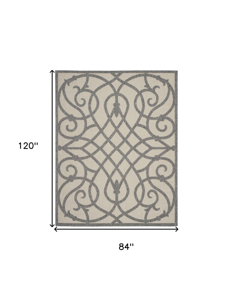 HomeRoots 7' X 10' Cream And Gray Trellis Indoor Outdoor Area Rug image number 5