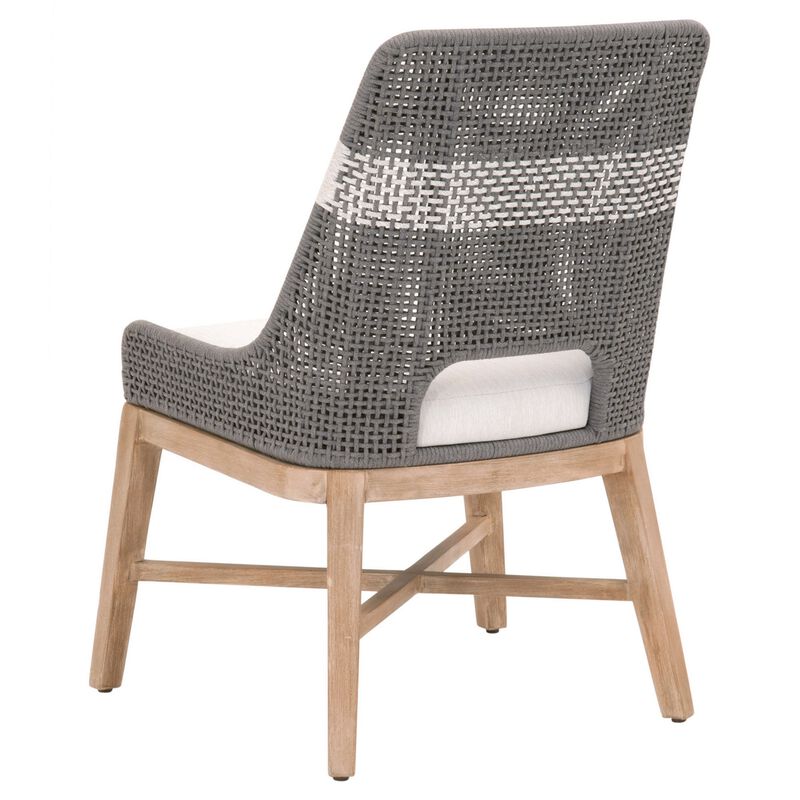 Interwoven Dining Chair with X Shaped Support, Set of 2, Dark Gray-Benzara