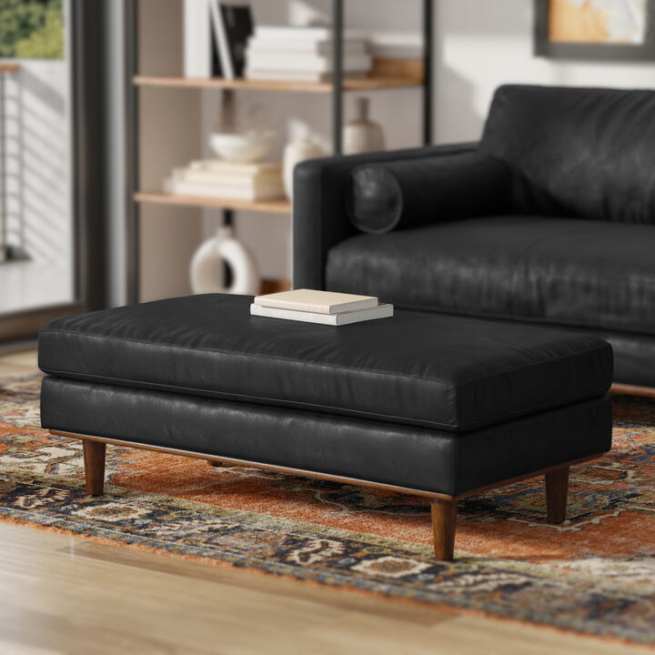 Morrison 49 inch Wide Mid-Century Modern Table Ottoman in Sienna Top Grain Genuine Leather