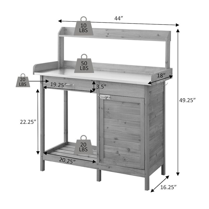Convience Concept, Inc. Deluxe 1 Drawer Potting Bench with Storage Cabinet and Shelves