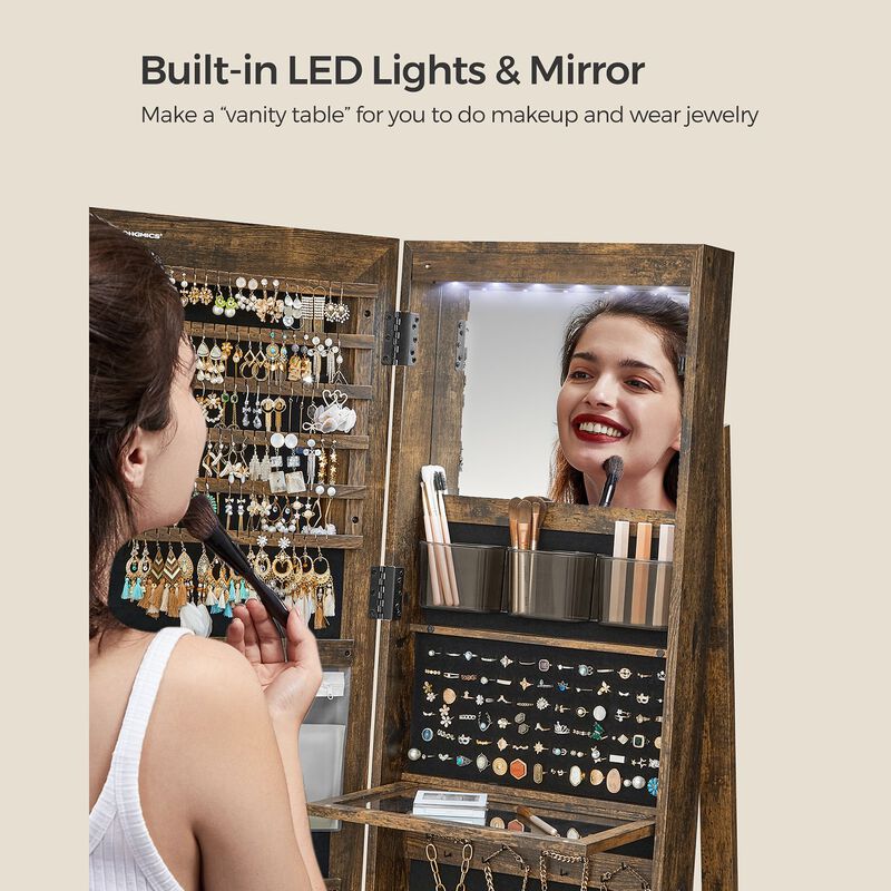LED Mirror Jewelry Cabinet with Stand for Elegant and Functional Storage image number 6