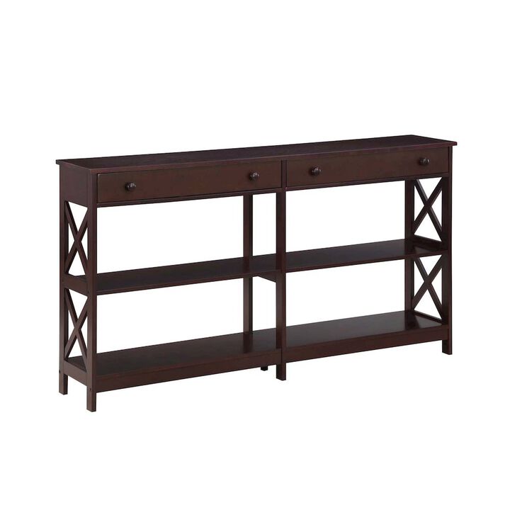 Convenience Concepts Oxford 2 Drawer 60 inch Console Table with Shelves