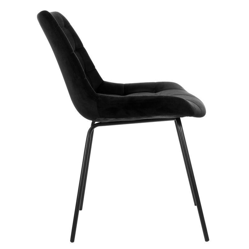 Elama 2 Piece Tufted Chair in Black with Metal Legs