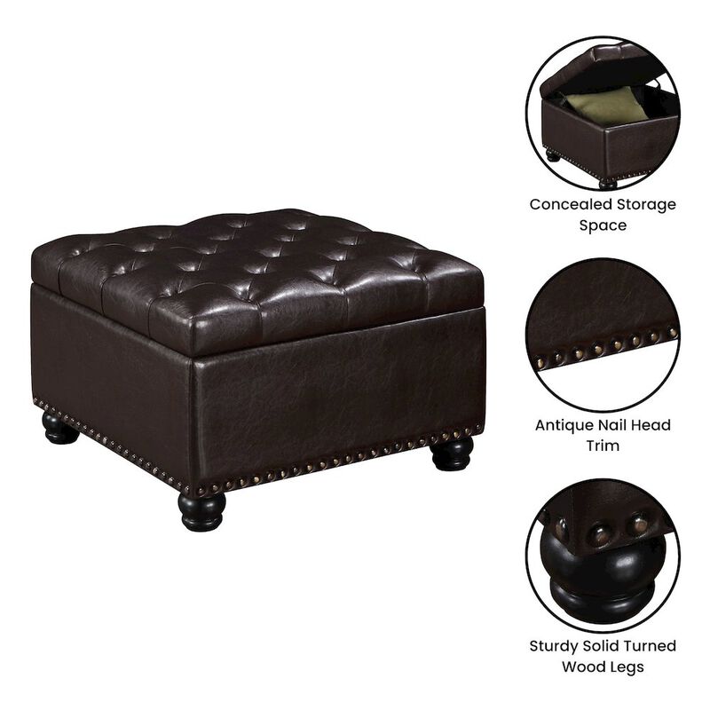 Convenience Concepts Designs4Comfort Herald Square Ottoman Coffee Table with Storage