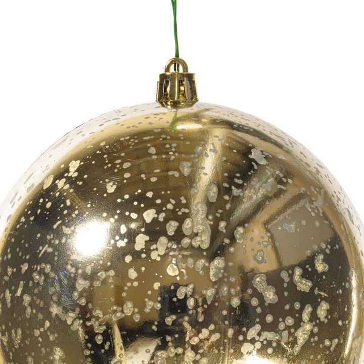 Vickerman 4.75" Christmas Ornament Ball, Champagne Shiny Mercury Finish, Shatterproof Plastic, Holiday Christmas Tree Decoration, 4 Pack