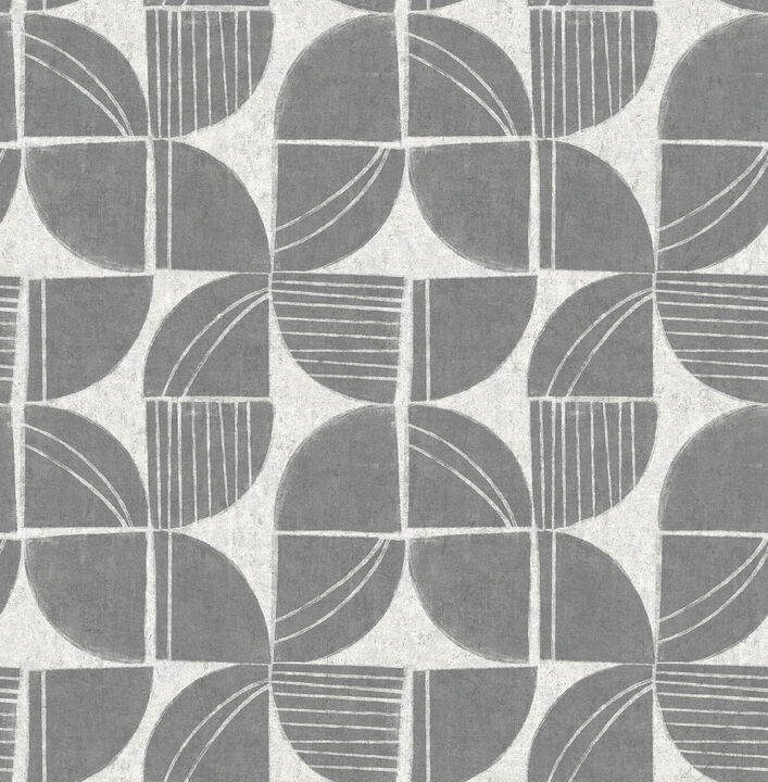 Baxter Charcoal Semicircle Mosaic Wallpaper (Set of 2)