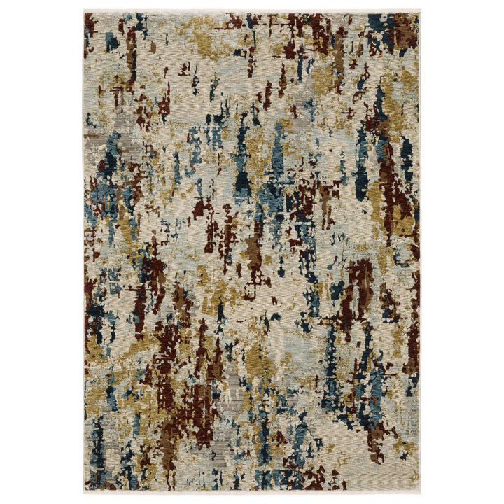 HomeRoots Abstract Distressed Area Rug With Fringe