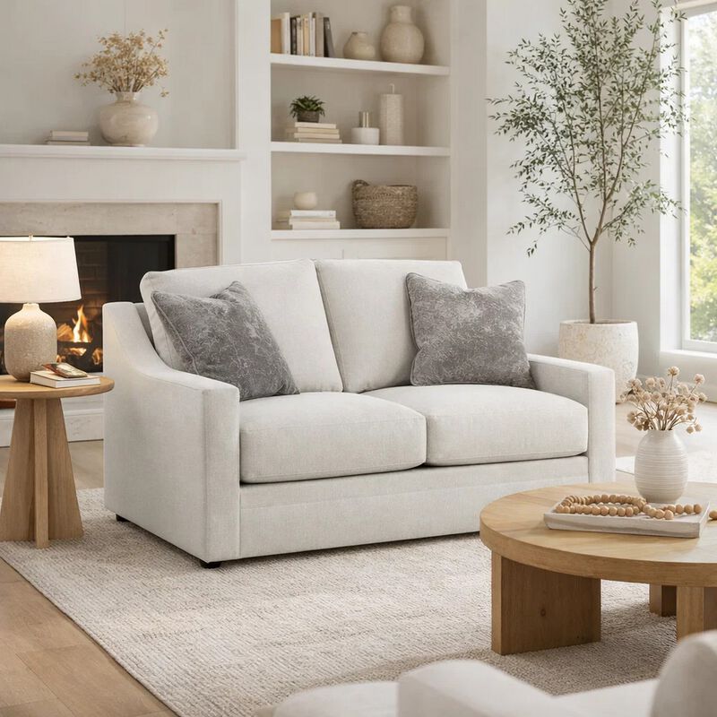 Maite Loveseat, Modern Chalk Gray Polyester, 2 Throw Pillows, 62 Inch image number 6