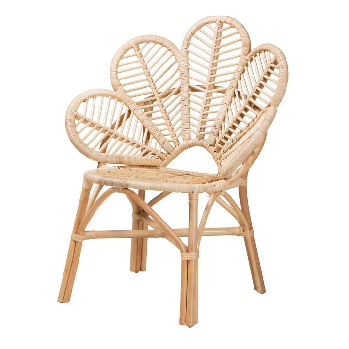 Bali & Pari Bianca Modern Bohemian Natural Brown Rattan Flower Chair