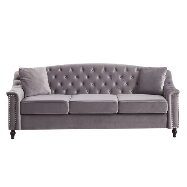 Snump 82" Velvet Chesterfield Sofa
